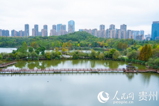 秋日時(shí)節(jié)，觀山湖公園景色美不勝收。人民網(wǎng) 陽(yáng)茜攝