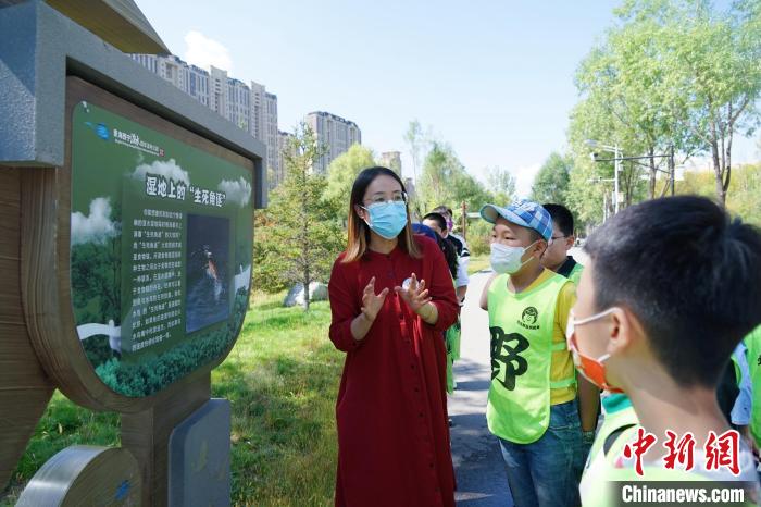 圖為小朋友在青海西寧湟水國家濕地公園內(nèi)學(xué)習(xí)濕地知識。　馬銘言 攝