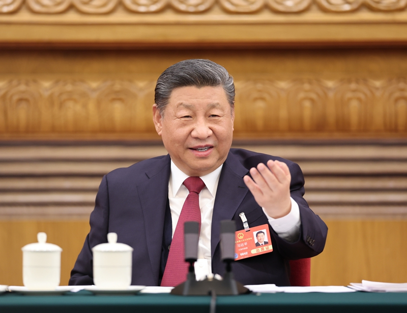 2025年3月5日下午，習近平總書記參加他所在的十四屆全國人大三次會議江蘇代表團審議。