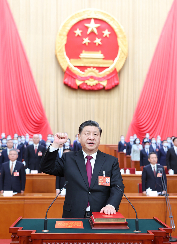 2023年3月10日，習(xí)近平進行憲法宣誓。