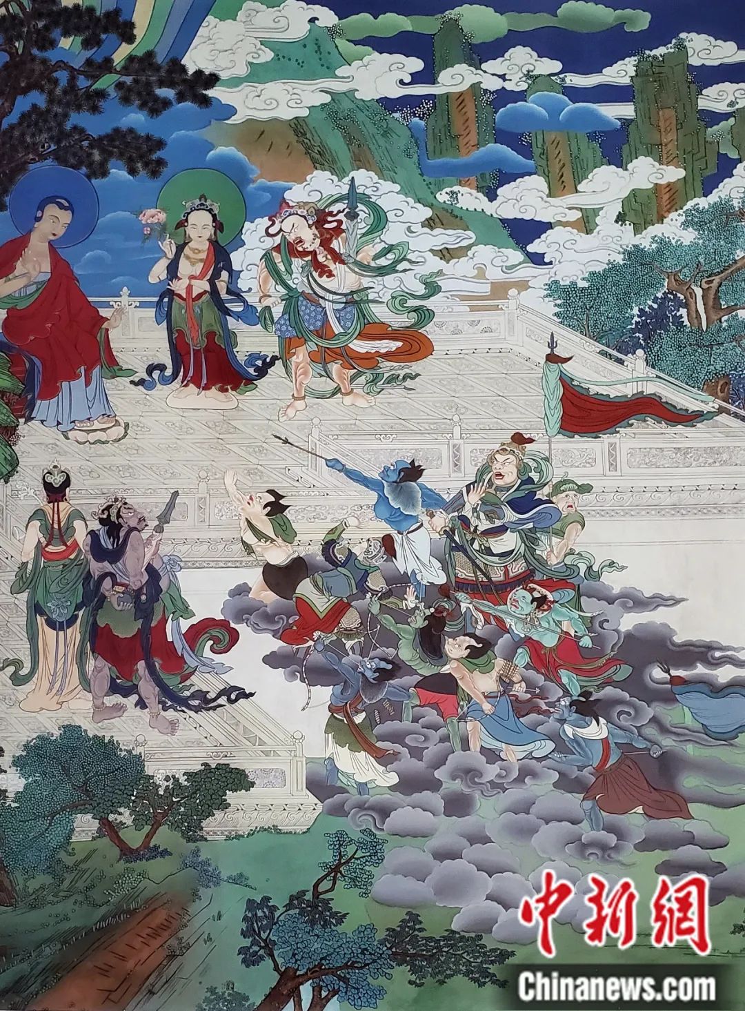 臨摹、補(bǔ)繪的青海瞿曇寺壁畫。受訪者 供圖