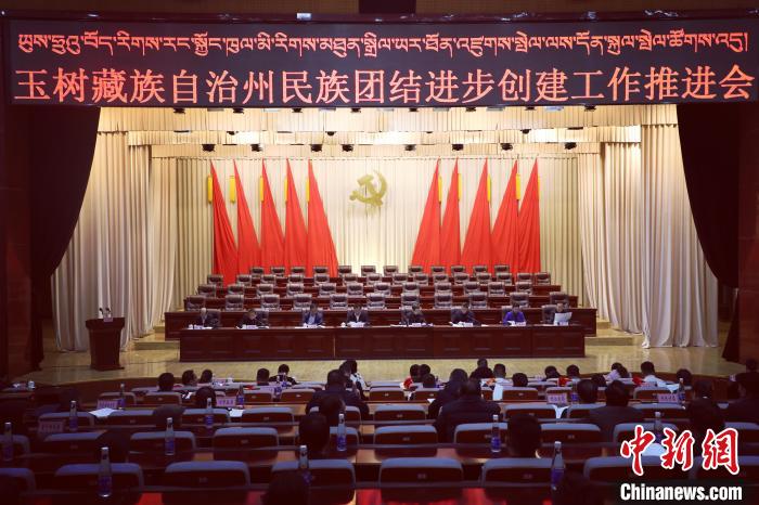 圖為玉樹州民族團(tuán)結(jié)進(jìn)步創(chuàng)建工作推進(jìn)會(huì)現(xiàn)場?！『F龍 攝