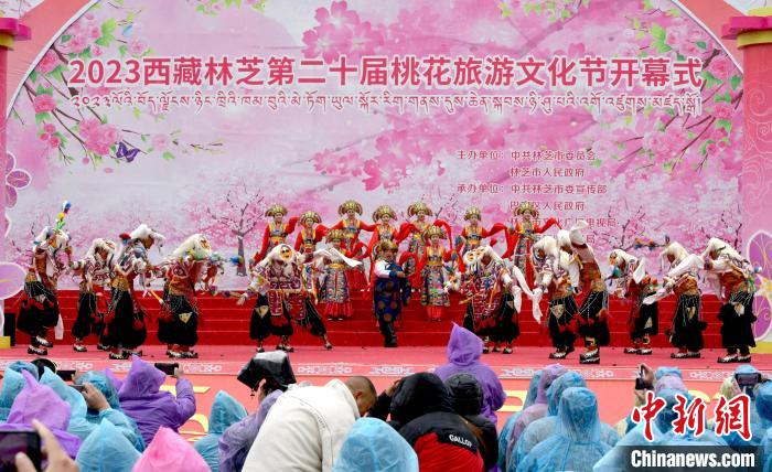 3月28日，西藏林芝第二十屆桃花旅游文化節(jié)開幕式上的文藝表演?！±盍?攝