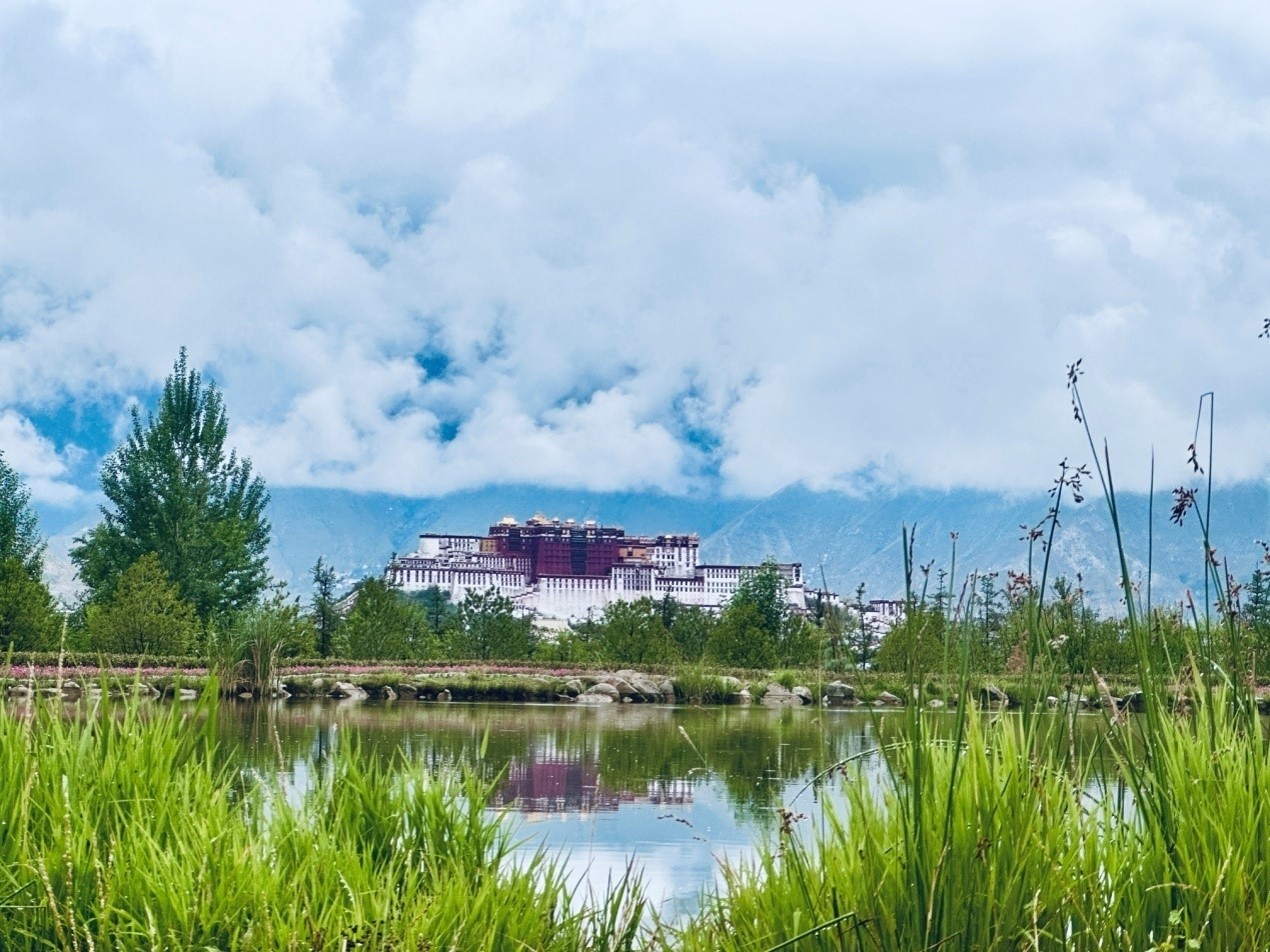 在南山公園遠眺布達拉宮。人民網(wǎng)記者 益西康珠攝